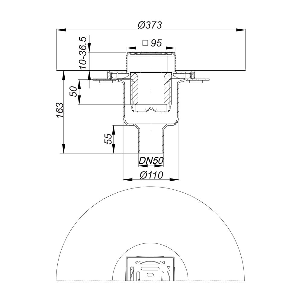 Dallmer DallDrain Pure senkrecht OM Bodenablauf 100x100mm DN 50... DALLMER-517685 4001636517685 (Abb. 2)