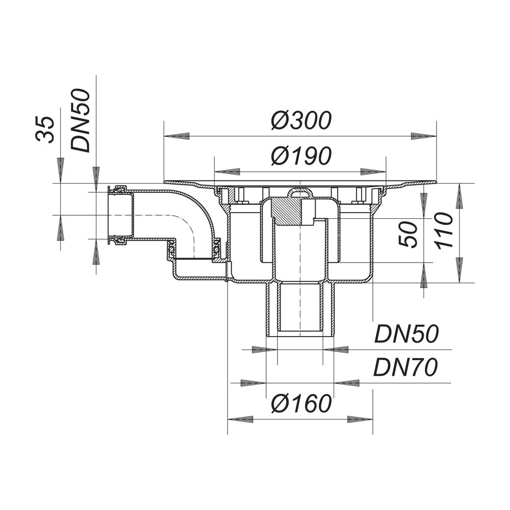 Dallmer Ablaufgehäuse 61/1 HT Zulauf DN 50, DN 50/70... DALLMER-611550 4001636611550 (Abb. 2)