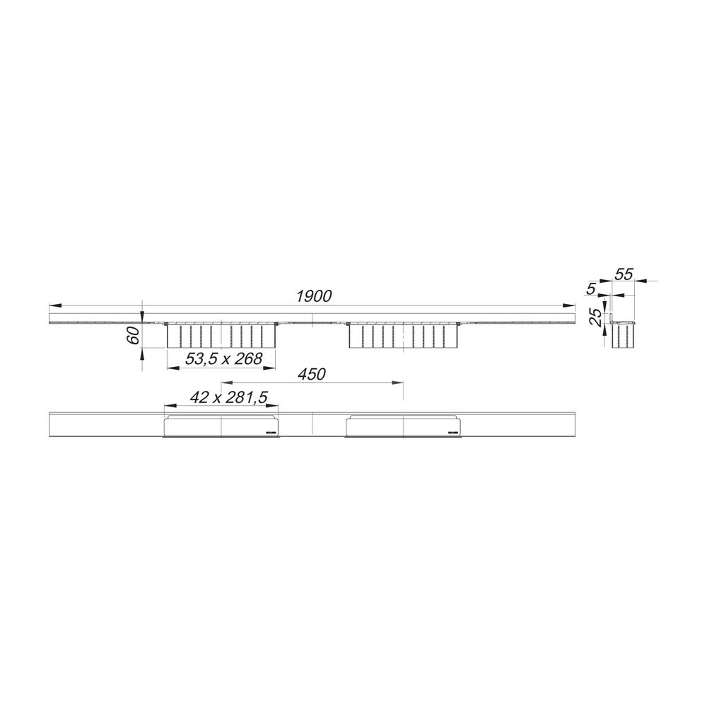 Dallmer CeraWall Select Duo Duschrinne 1900mm, Edelstahl poliert, 536167... DALLMER-536167 4001636536167 (Abb. 3)