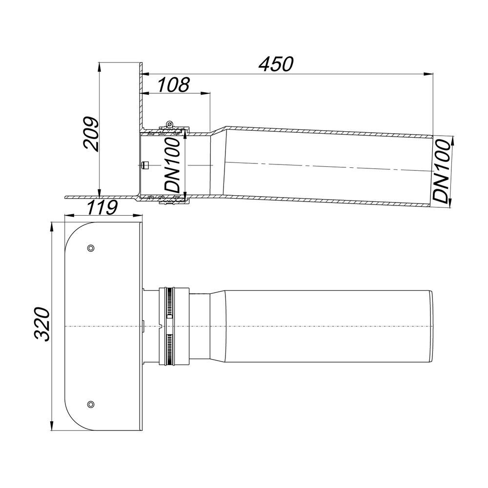 Dallmer Attikaablauf FPO-PP DN 100... DALLMER-635402 4001636635402 (Abb. 2)