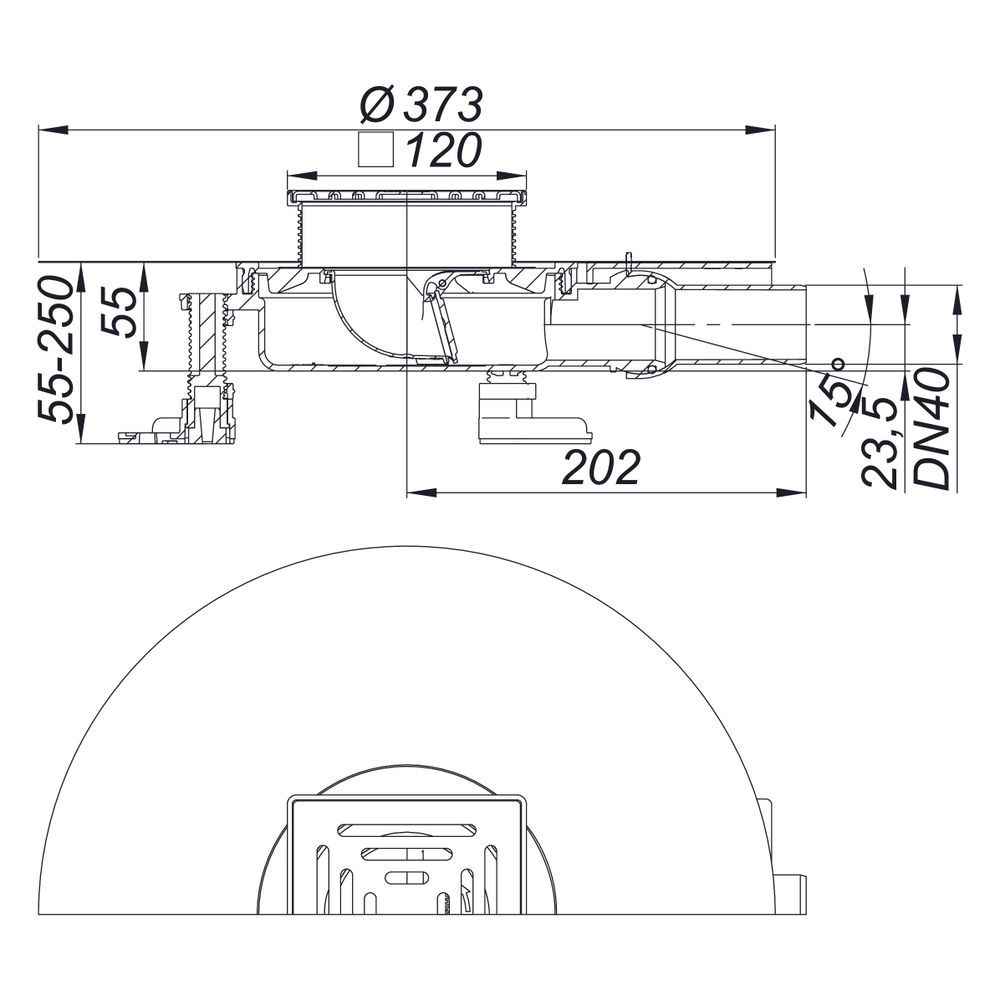 Dallmer DallDrain Select Plan Bodenablauf 120x120mm, DN 40, mit Kugelgelenk, ABS/PP/Ede... DALLMER-517104 4001636517104 (Abb. 2)