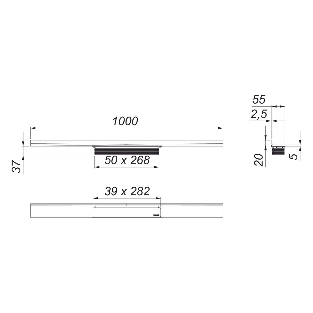 Dallmer CeraWall Select Duschrinne 1000mm, Edelstahl matt, 535153... DALLMER-535153 4001636535153 (Abb. 3)