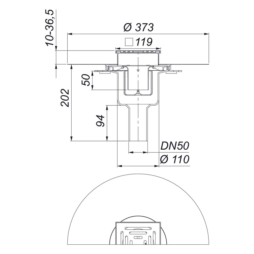 Dallmer DallDrain Pure senkrecht OM Bodenablauf 120x120mm, DN 50, ABS/PP/Edelstahl, 517... DALLMER-517692 4001636517692 (Abb. 3)