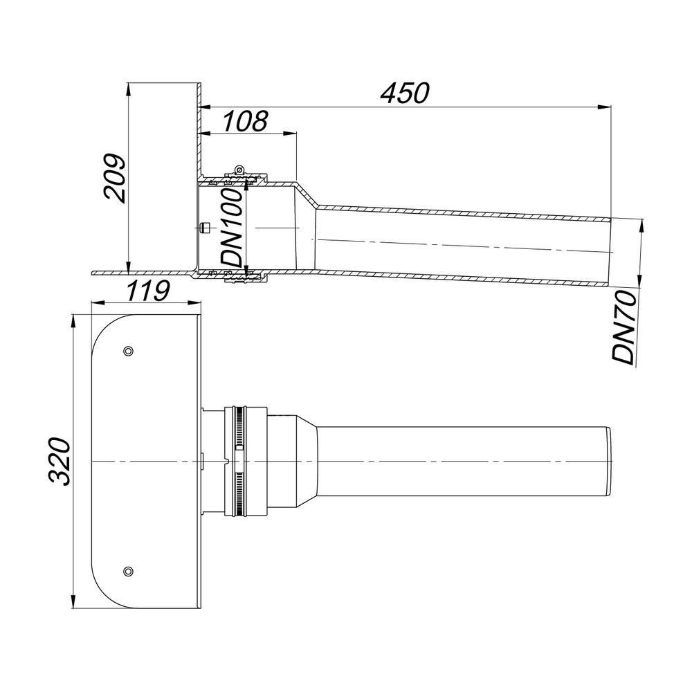 Dallmer Attikaablauf FPO-PP DN 70... DALLMER-635396 4001636635396 (Abb. 2)