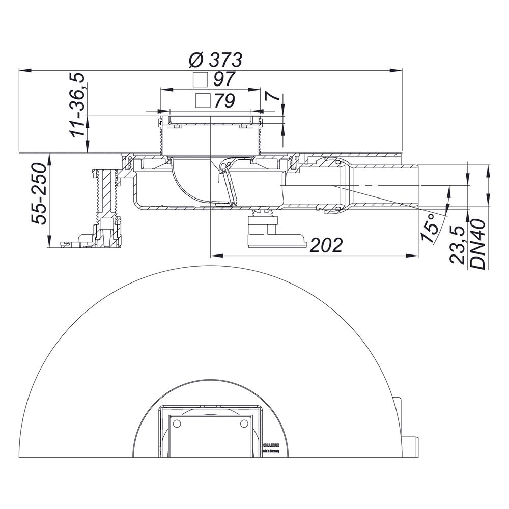 Dallmer DallDrain Individual Plan Bodenablauf 100x100mm, DN 40, mit Kugelgelenk, ABS/PP... DALLMER-517111 4001636517111 (Abb. 3)