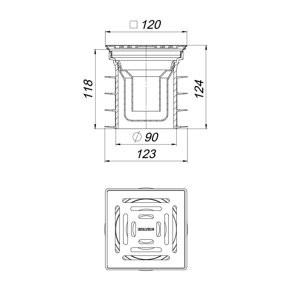 Dallmer Pronto Bodenablauf 120x120mm DN 125... DALLMER-700087 4001636700087 (Abb. 2)