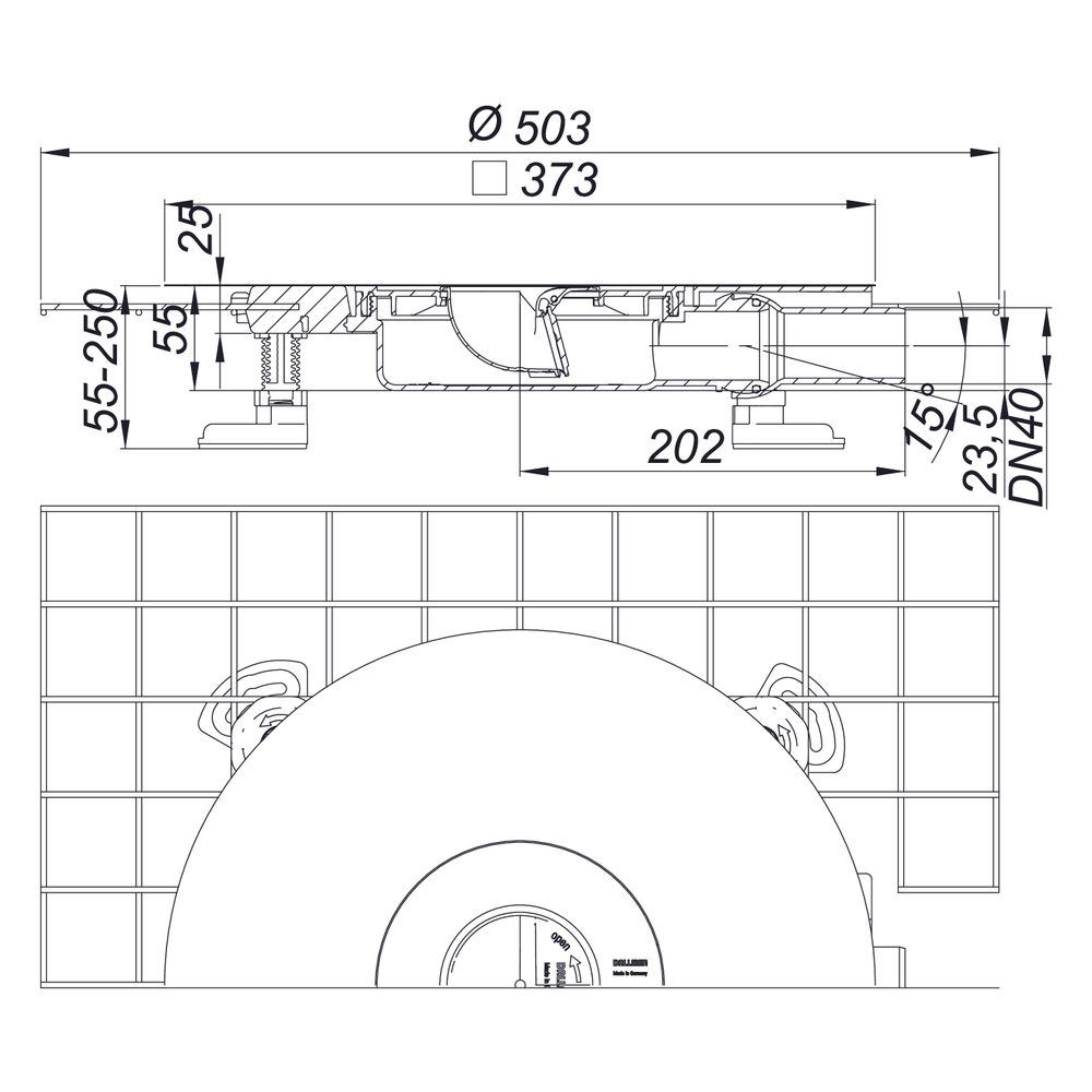 Dallmer CeraDrain Plan Ablaufgehäuse DN 40, Höhenregulierbar 55-250mm, 518439... DALLMER-518439 4001636518439 (Abb. 2)