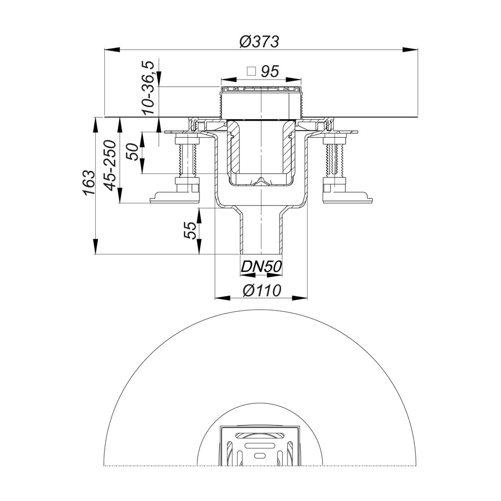 Dallmer DallDrain Pure senkrecht Bodenablauf 100x100mm DN 50/100... DALLMER-517128 4001636517128 (Abb. 2)