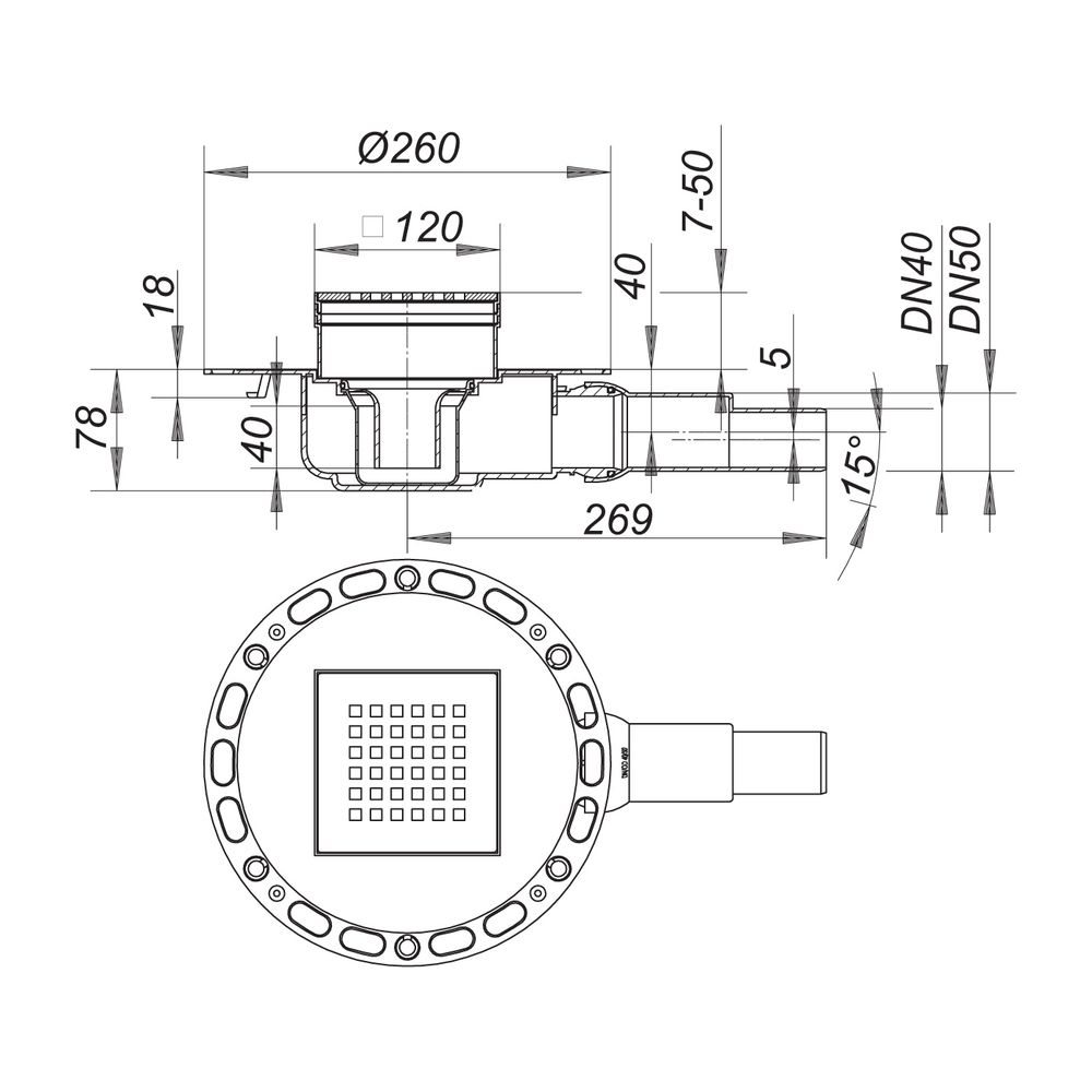 Dallmer TistoPlan Quadra 12 Bodenablauf 120x120mm DN 40/50... DALLMER-514318 4001636514318 (Abb. 2)