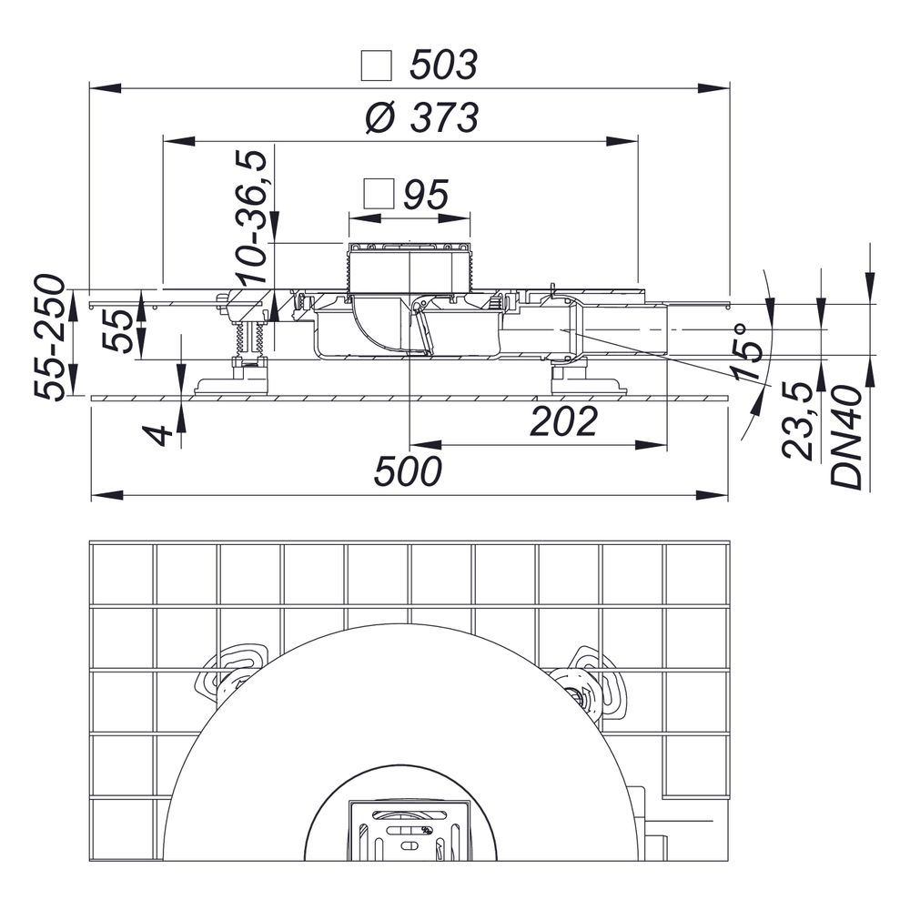 Dallmer CeraDrain Pure Plan Schallschutzablauf 100x100mm, DN 40, ABS/PP/Edelstahl, 5184... DALLMER-518446 4001636518446 (Abb. 2)