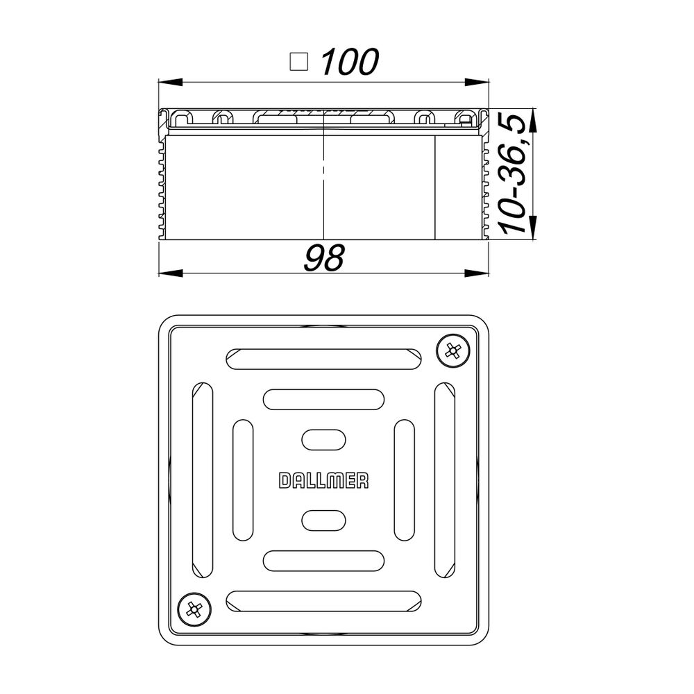 Dallmer DallDrain Select Aufsatz Rost verschraubt 100x100mm... DALLMER-517463 4001636517463 (Abb. 2)