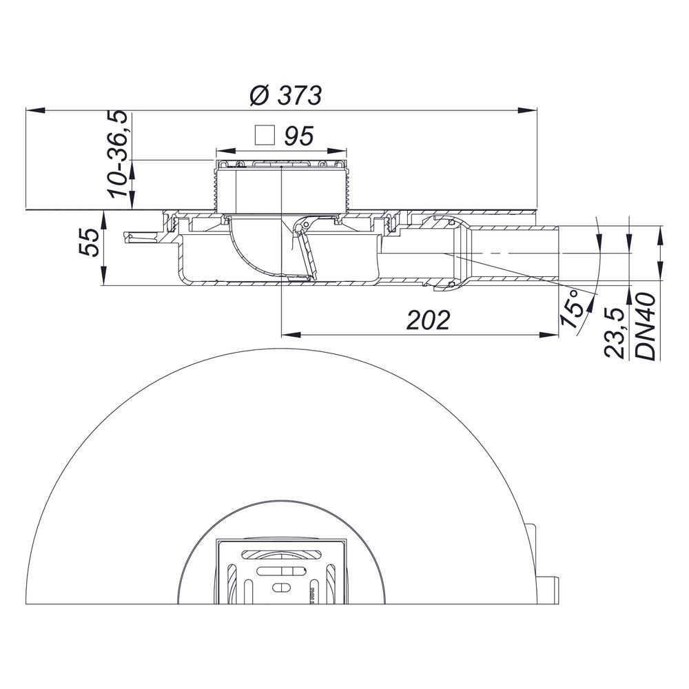 Dallmer DallDrain Pure Plan OM Bodenablauf 100x100mm, DN 40, mit Kugelgelenk, ABS/PP/Ed... DALLMER-517586 4001636517586 (Abb. 3)
