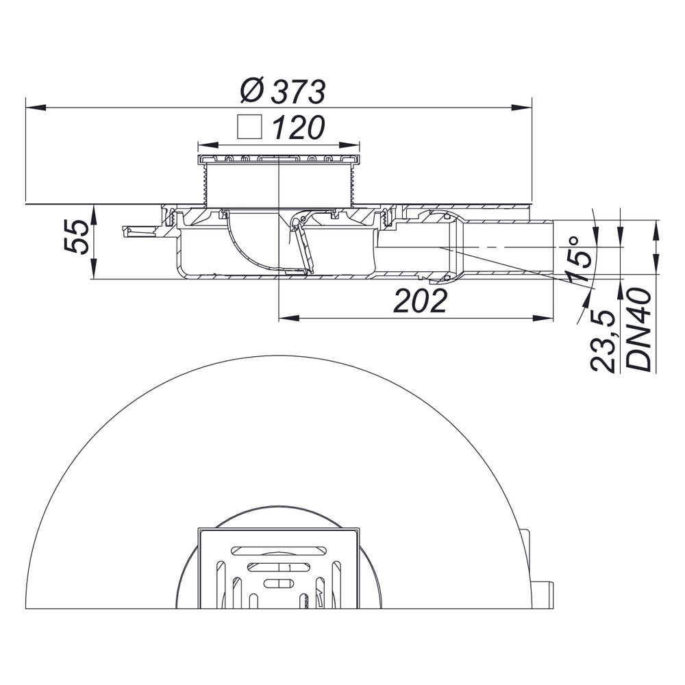 Dallmer DallDrain Pure Plan OM Bodenablauf 120x120mm, DN 40, mit Kugelgelenk, ABS/PP/Ed... DALLMER-517609 4001636517609 (Abb. 3)