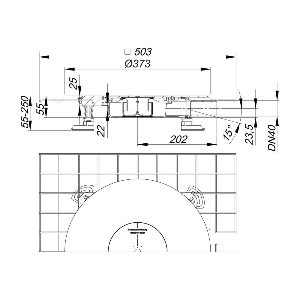 Dallmer CeraDrain Plan Ablaufgehäuse DN 40, Höhenregulierbar 55-250mm... DALLMER-518439 4001636518439 (Abb. 2)