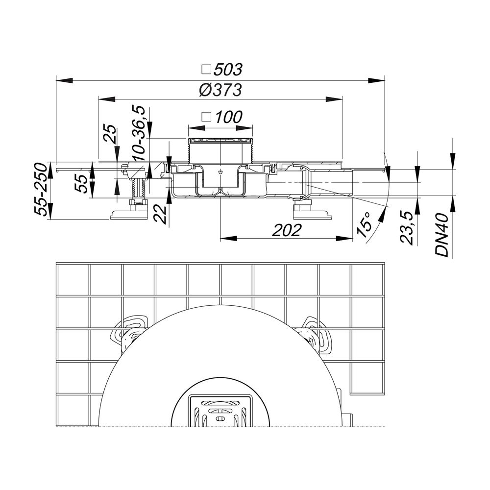 Dallmer CeraDrain Select Plan Bodenablauf 100x100mm DN 40... DALLMER-518378 4001636518378 (Abb. 2)