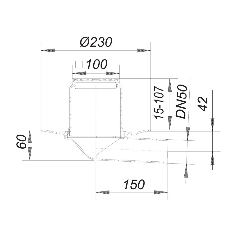 Dallmer Balkonablauf 83 E 100x100mm DN 50... DALLMER-830104 4001636830104 (Abb. 2)