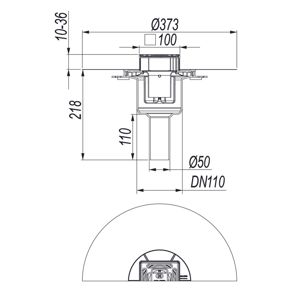 Dallmer DallDrain Select senkrecht OM Bodenablauf 100x100mm, DN 50, ABS/PP/Edelstahl, 5... DALLMER-517647 4001636517647 (Abb. 3)
