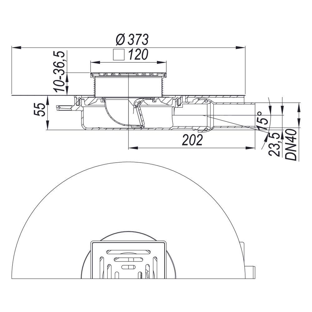 Dallmer DallDrain Select Plan OM Bodenablauf 120x120mm, DN 40, mit Kugelgelenk, ABS/PP/... DALLMER-517616 4001636517616 (Abb. 2)