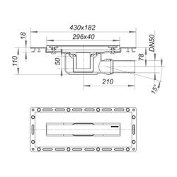 Dallmer TistoLine Abdeckung Standard Duschrinne 300mm DN 50, höhenverstellbar 2-12mm... DALLMER-530264 4001636530264 (Abb. 1)