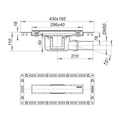 Dallmer TistoLine Abdeckung Design Duschrinne 300mm DN 50, höhenverstellbar 5-15mm... DALLMER-530271 4001636530271 (Abb. 1)