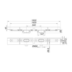 Dallmer CeraLine Nano W Duo Duschrinne 1400mm DN 50... DALLMER-524805 4001636524805 (Abb. 1)