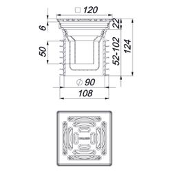 Dallmer Pronto Bodenablauf 120x120mm, DN 100, PP/Edelstahl, 700063... DALLMER-700063 4001636700063 (Abb. 1)