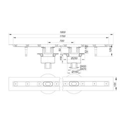 Dallmer CeraLine senkrecht F Duo Duschrinne 1700mm DN 50/70... DALLMER-521729 4001636521729 (Abb. 1)