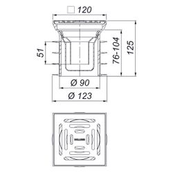 Dallmer Pronto K Bodenablauf 120x120mm, DN 125, PP/Edelstahl, 700384... DALLMER-700384 4001636700384 (Abb. 1)