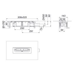 Dallmer DallFlex seitlich Ablaufgehäuse DN 50, höhenverstellbar 90-250mm... DALLMER-539007 4001636539007 (Abb. 1)