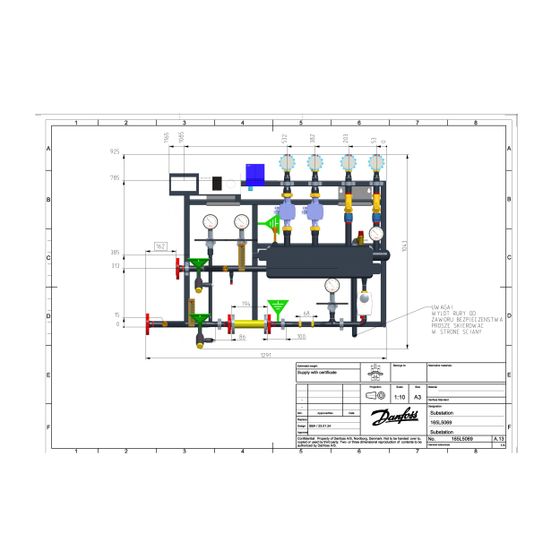 Danfoss Fernwärmestation DSE1 MIDI, 20kW, PN 25, wandhängend, Anschluss links, 165L5069