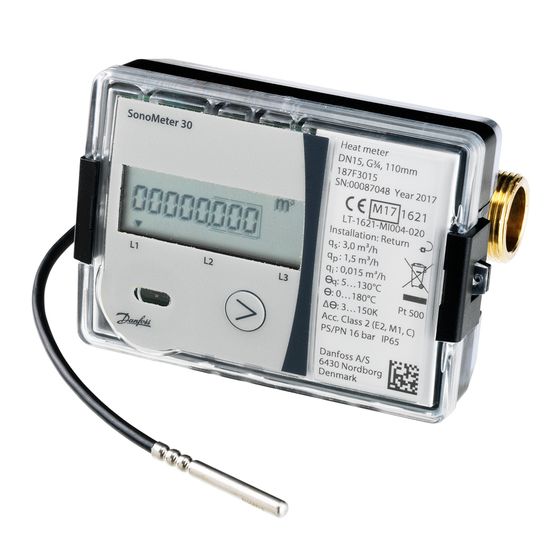Danfoss Wärmezähler SonoMeter 30 Qp2.5m3/h,DN20,130mm,PN25,RL,MBus,230V