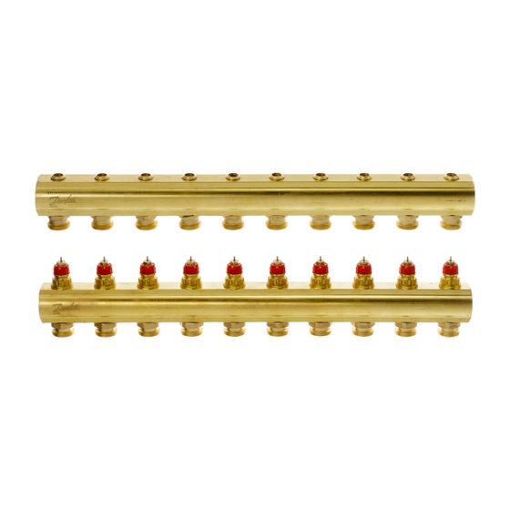 Danfoss Verteiler für Fussbodenheizungen FHF-10, 10 Kreise, ohne Durchflussanzeige, 088U0510