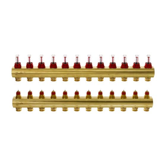Danfoss Verteiler für Fussbodenheizungen FHF-12F 12 Kreise, mit Durchflussanzeige, 088U0532