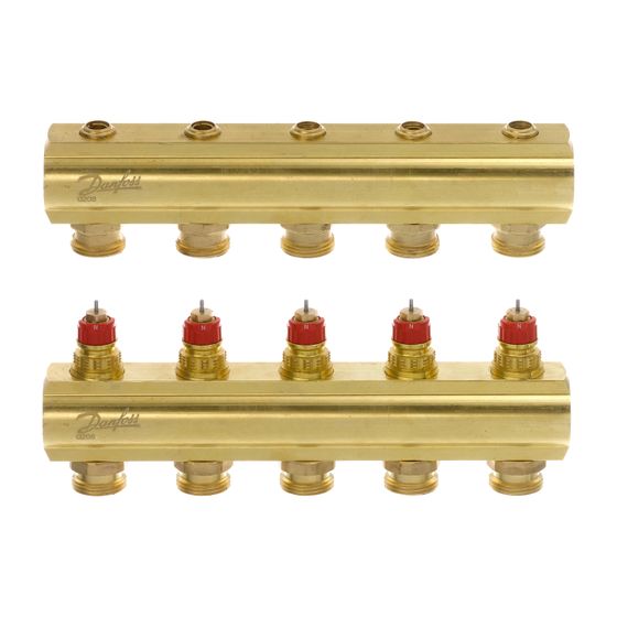Danfoss Verteiler für Fussbodenheizungen FHF-5, 5 Kreise, ohne Durchflussanzeige, 088U0505