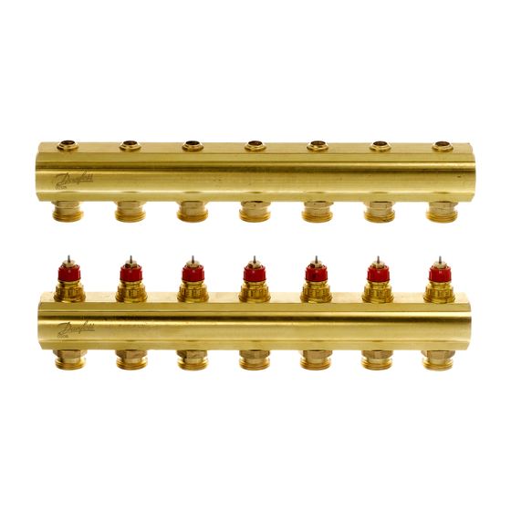 Danfoss Verteiler für Fussbodenheizungen FHF-7, 7 Kreise, ohne Durchflussanzeige, 088U0507