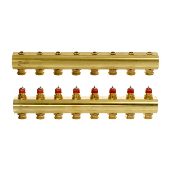 Danfoss Verteiler für Fussbodenheizungen FHF-8, 8 Kreise, ohne Durchflussanzeige, 088U0508