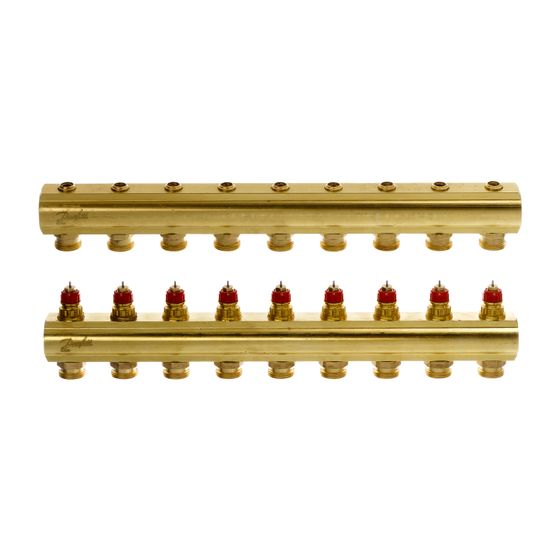 Danfoss Verteiler für Fussbodenheizungen FHF-9, 9 Kreise, ohne Durchflussanzeige, 088U0509