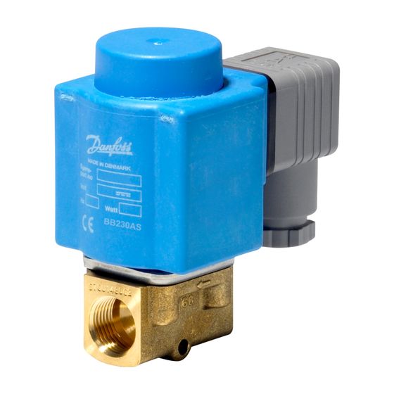 Danfoss Magnetventil, EV210B, normal geschlossen (NC), Kv 0,55m3/h, G 3/8", FKM, 230V AC