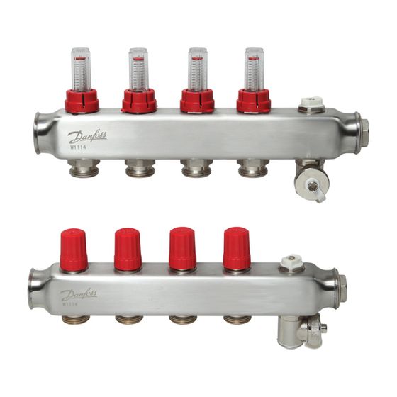 Danfoss Verteiler für Fussbodenheizungen SSM-4F, 4 Kreise, mit Durchflussanzeige, 088U0754