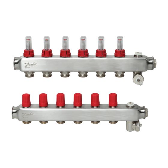 Danfoss Verteiler für Fussbodenheizungen SSM-6F, 6 Kreise, mit Durchflussanzeige, 088U0756