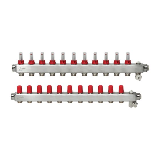 Danfoss Verteiler für Fussbodenheizungen SSM-11F 11 Kreise, mit Durchflussanzeige, 088U0761