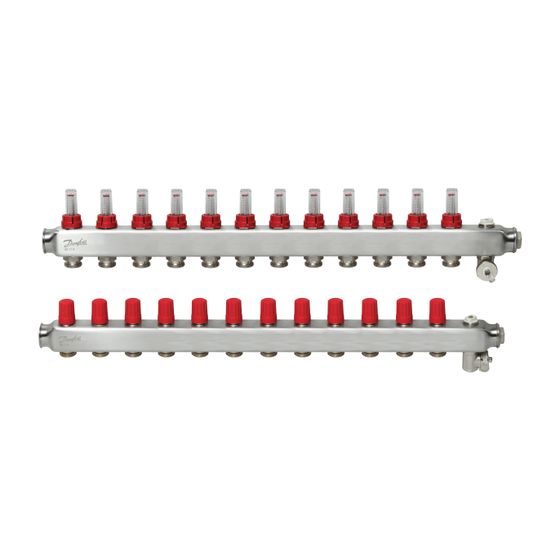 Danfoss Verteiler für Fussbodenheizungen SSM-12F 12 Kreise, mit Durchflussanzeige, 088U0762