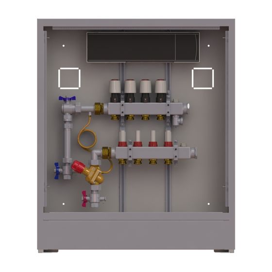 Danfoss Verteilerstation UnoFloor Basic 4L, 4 Heizkreise, links, mit WMZ-Set, 230V, 088X3104