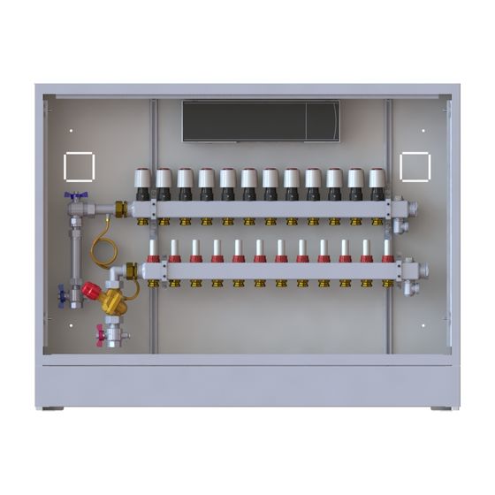 Danfoss Verteilerstation UnoFloor Basic 12L, 12 Heizkreise, links, mit WMZ-Set, 230V, 088X3112