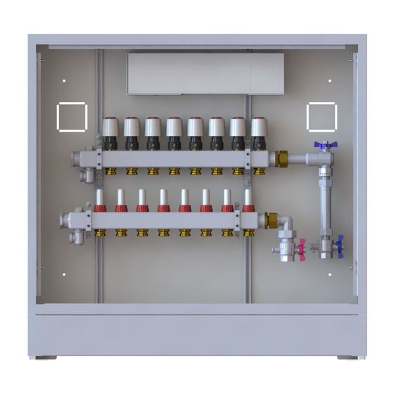 Danfoss Verteilerstation UnoFloor Basic 8R, 8 Heizkreise, rechts, mit WMZ-Set, 230V, 088X3128