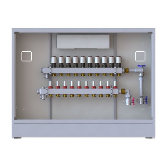 Danfoss Verteilerstation UnoFloor Basic 10R, 10 Heizkreise, rechts, mit WMZ-Set, 230V, 088X3130