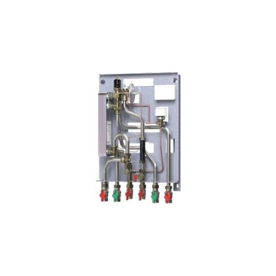 Danfoss Wohnungsstation EvoFlat Reno Typ 1, Heizleistung 15kW, TWW-Leistung 55kW, 230V, inkl. Kugelhähne, Kupfer, 145B4102
