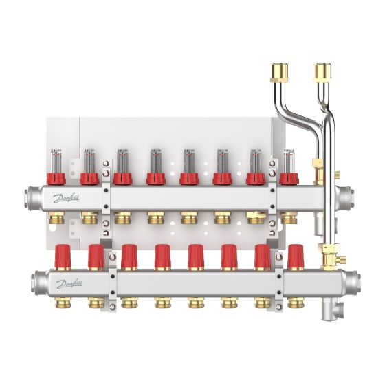 Danfoss Verteilersystem SG-VX-F, für EvoFlat VX-F, 12 Heizkreise, Edelstahl, 145H0792