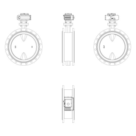 Danfoss motorische Absperrklappe VFH2-FAO, Flansch, DN 600, PN 16, Kvs 36.946m3/h, Gusseisen GGG 40