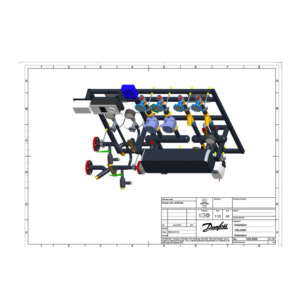 Danfoss Fernwärmestation DSE1 MIDI, 20kW, PN 25, wandhängend, Anschluss links, 165L50... DANFOSS-165L5069 5715162937785 (Abb. 2)